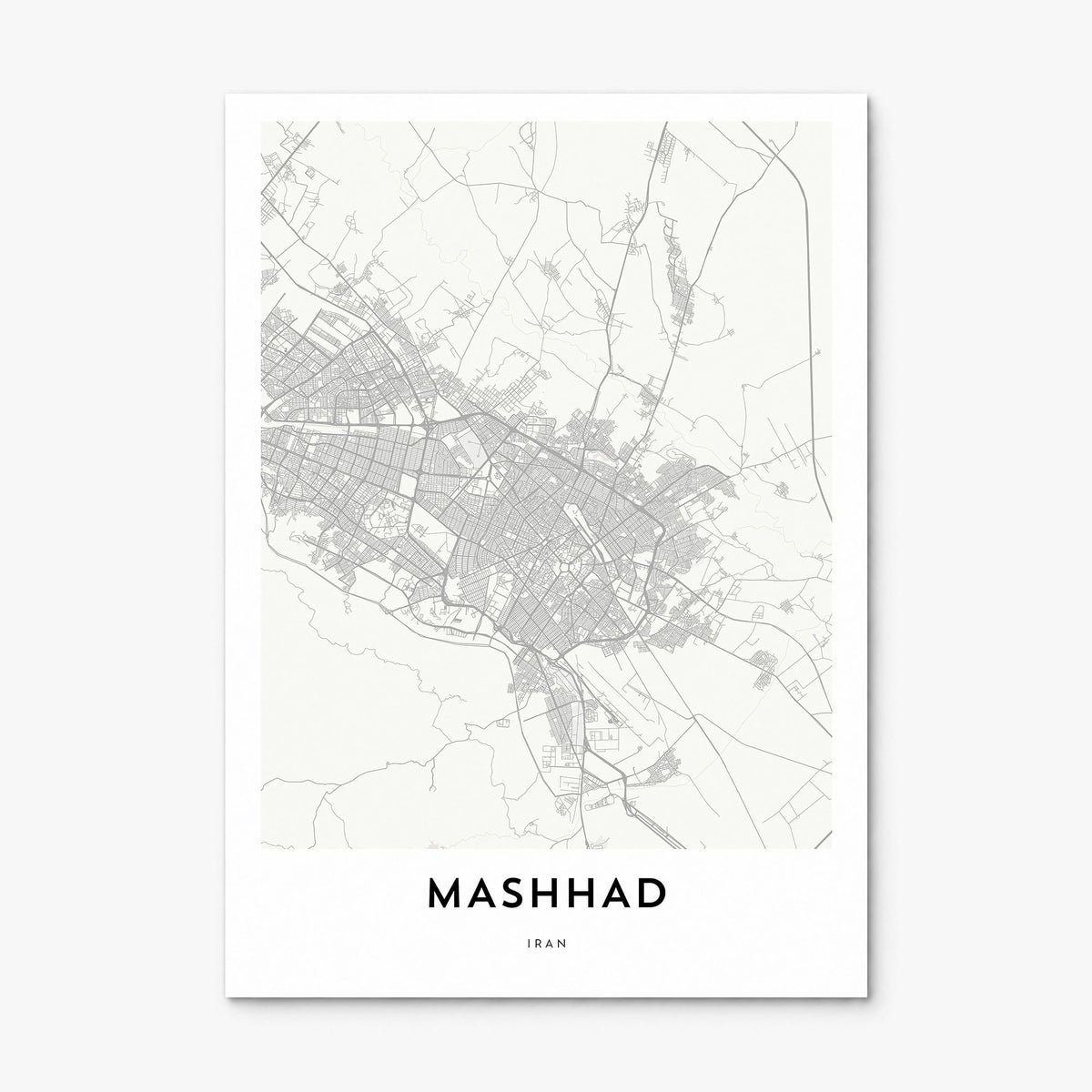 Mashhad Map Poster, print only (unframed)