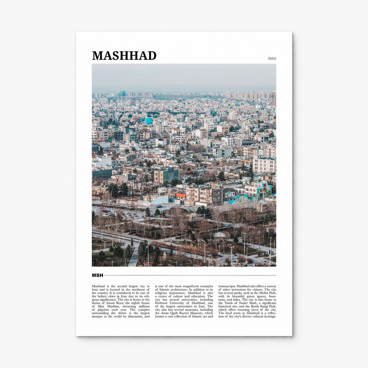 Mashhad Travel Poster, print only (unframed)