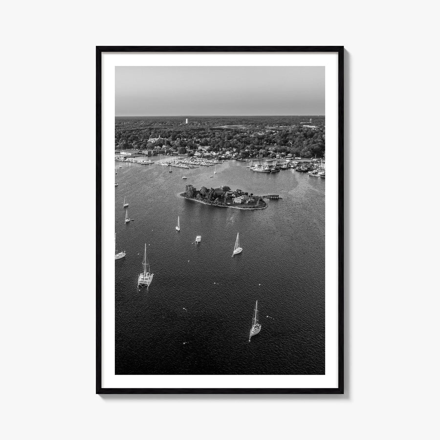 Massachusetts black & white photo poster of United States – vertical wall art, unframed print shown in interior mockup