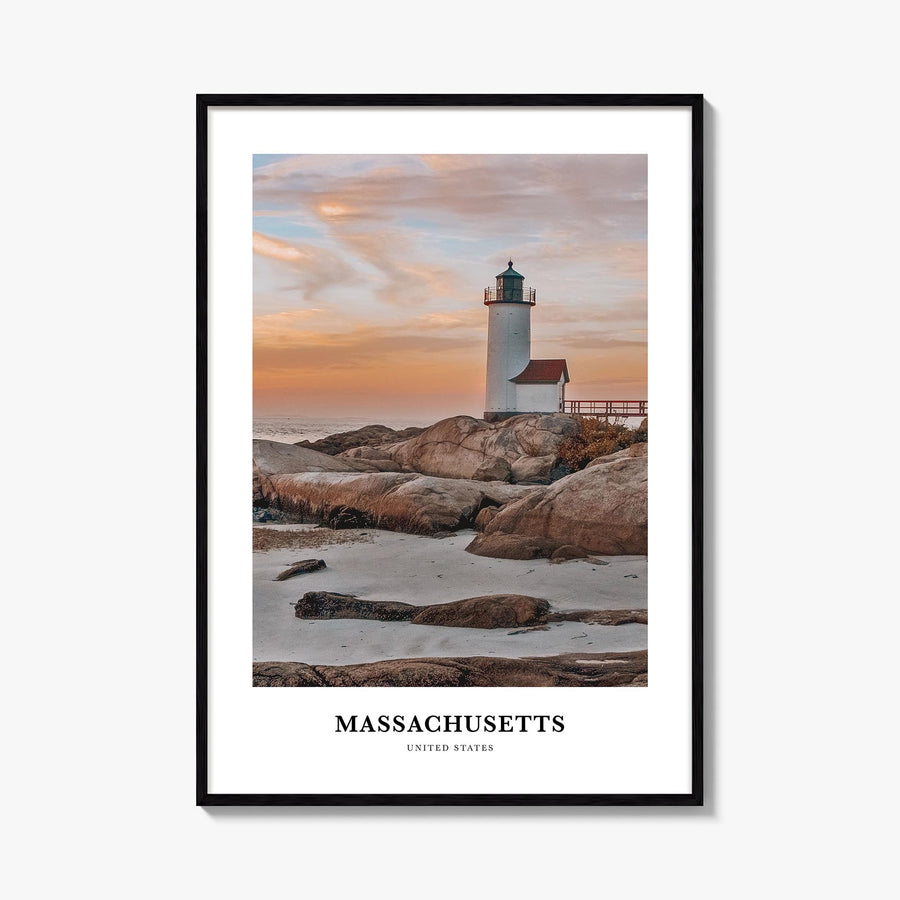 Massachusetts colorful classic poster of United States – vertical wall art, unframed print shown in interior mockup