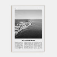 Massachusetts No 1 Poster White Wood / 8x12 in Nbourhood Travel B&W Poster