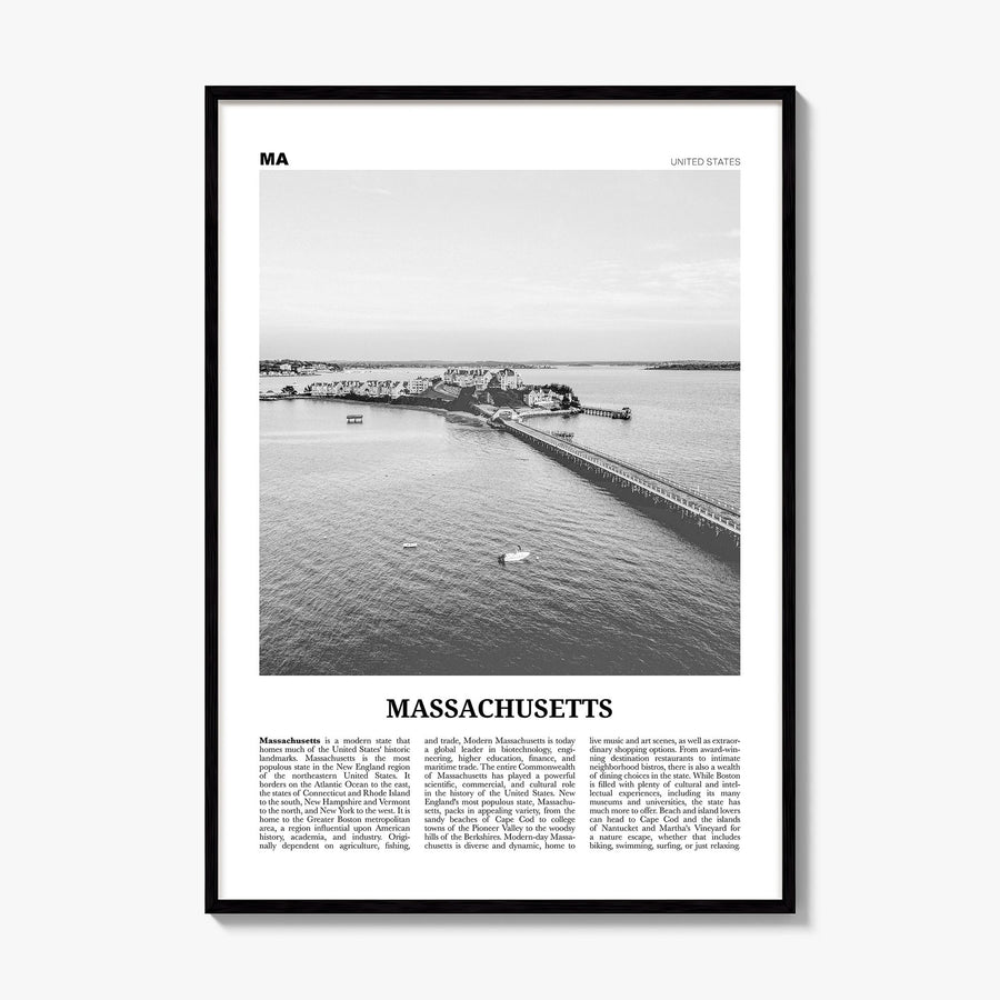 Massachusetts Newspaper No 2 Poster, framed poster mockup