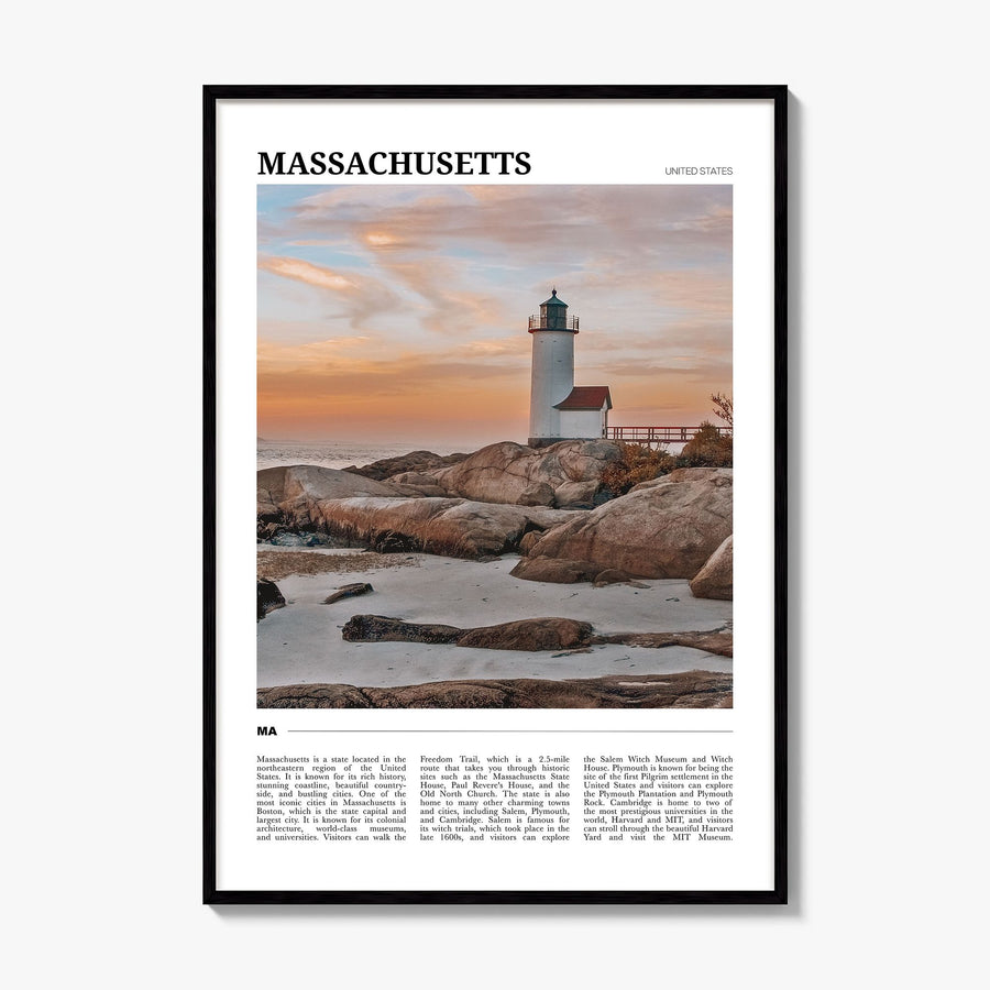 Massachusetts Travel Poster, framed poster mockup