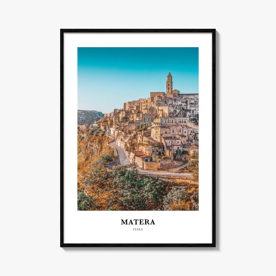 Matera colorful classic poster of Italy – vertical wall art, unframed print shown in interior mockup
