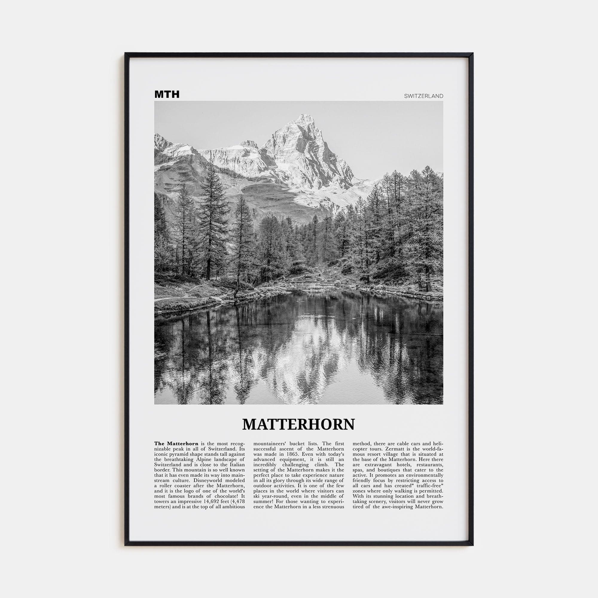 Matterhorn Poster None / 8x12 in Nbourhood Travel B&W Poster