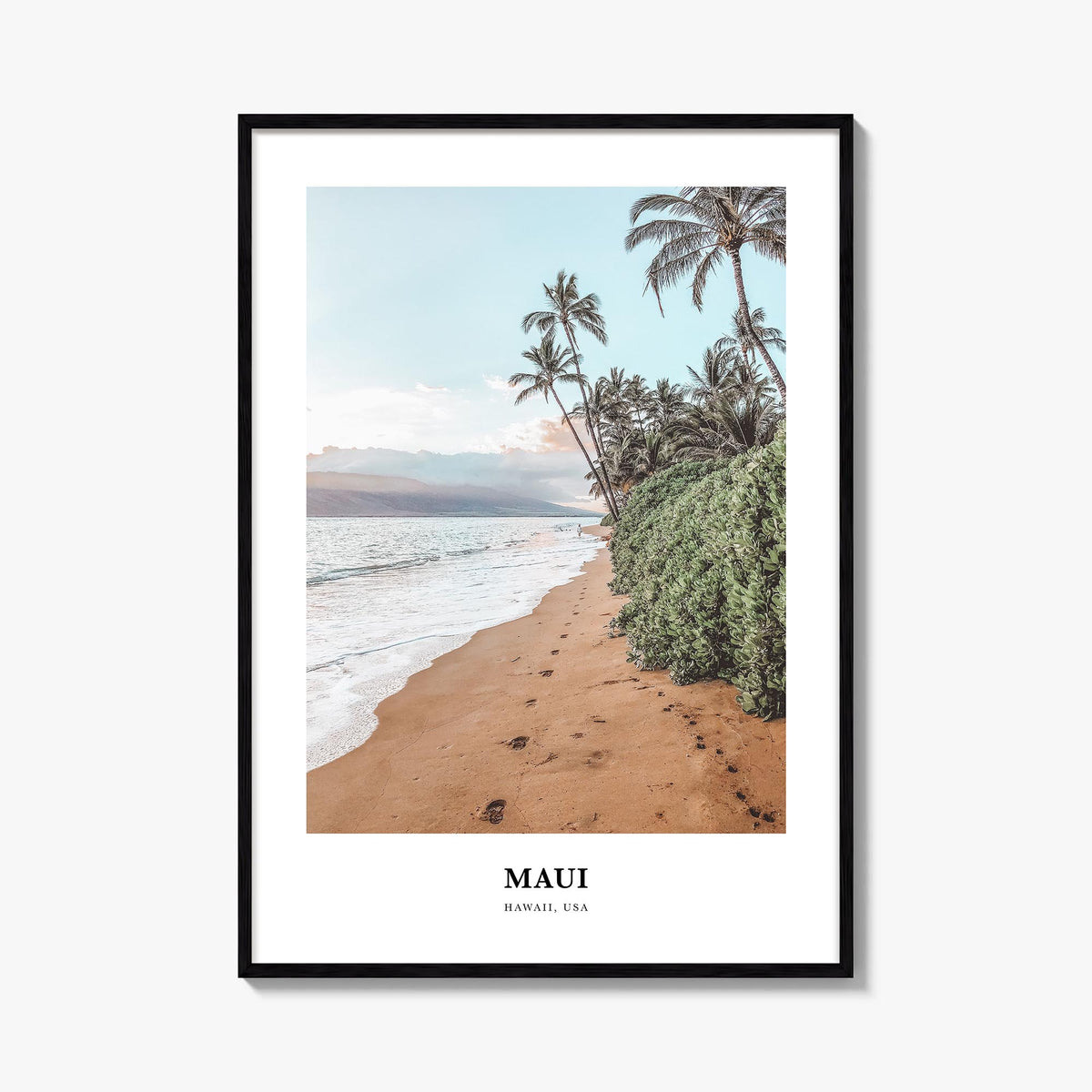 Maui colorful classic poster of Hawaii, USA – vertical wall art, unframed print shown in interior mockup