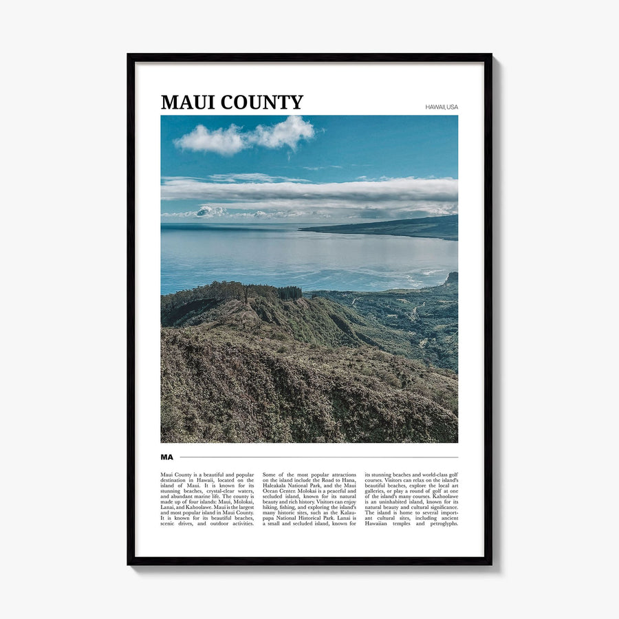 Maui County Travel Poster, framed poster mockup