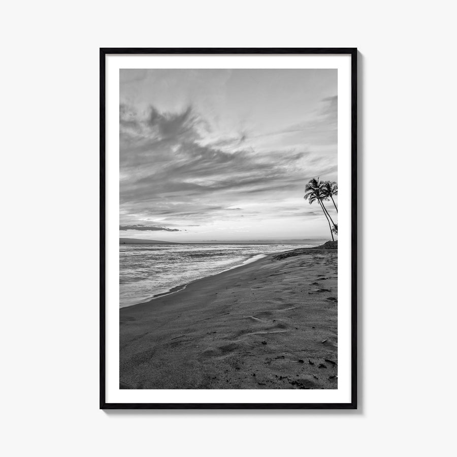 Maui no. 1 black & white photo poster of Hawaii, USA – vertical wall art, unframed print shown in interior mockup