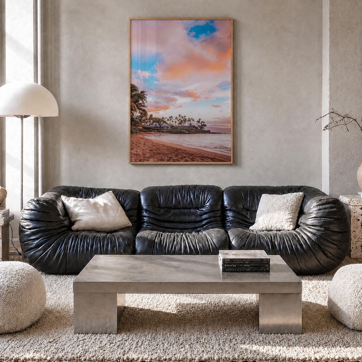 Maui no. 1 colorful photo poster of Hawaii, USA – vertical wall art in natural wood frame, hanging on wall