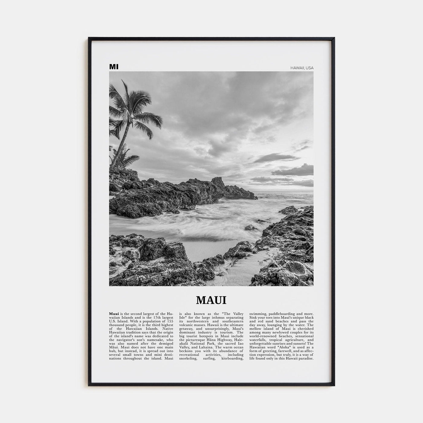 Maui No 1 Poster None / 8x12 in Nbourhood Travel B&W Poster