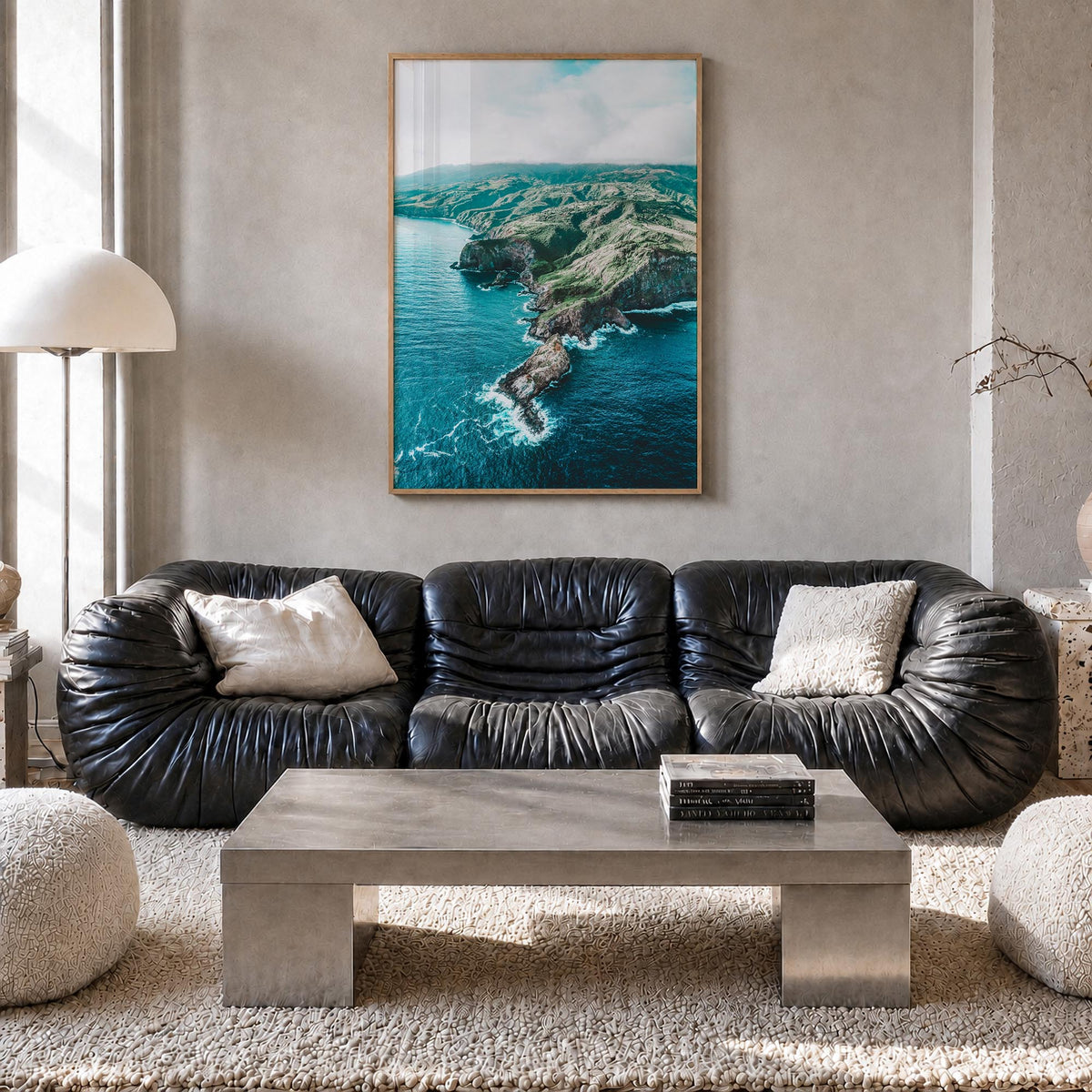 Maui no. 3 colorful photo poster of Hawaii, USA – vertical wall art in natural wood frame, hanging on wall
