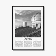 Mauna Kea black & white newspaper poster of Hawaii, USA – vertical wall art, unframed print shown in interior mockup
