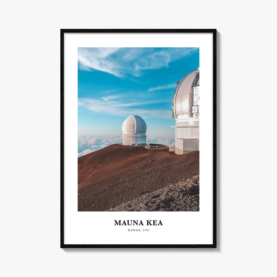 Mauna Kea colorful classic poster of Hawaii, USA – vertical wall art, unframed print shown in interior mockup