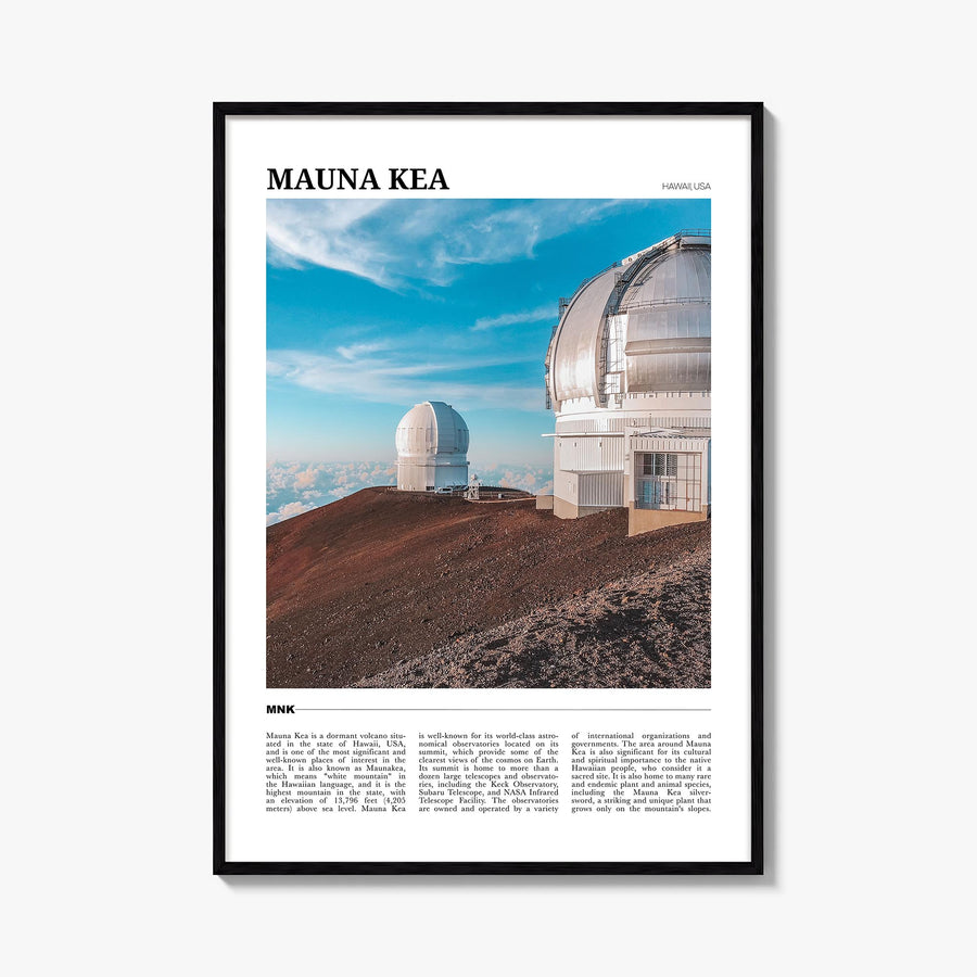 Mauna Kea colorful travel poster of Hawaii, USA – vertical wall art, unframed print shown in interior mockup