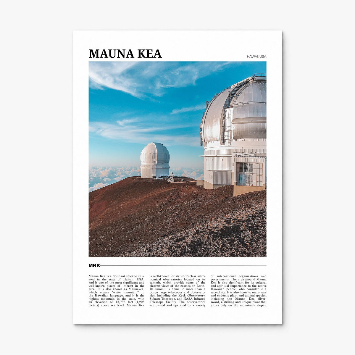 Mauna Kea Travel Poster, print only (unframed)