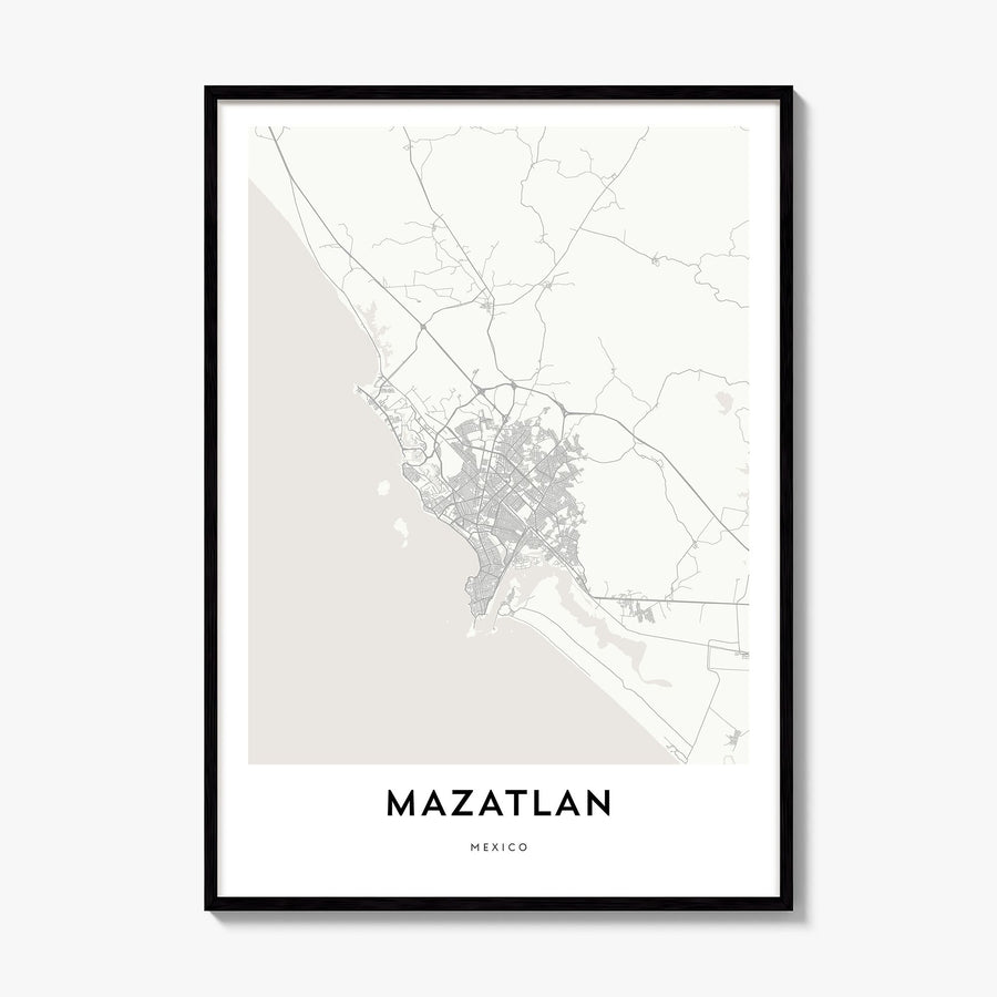 Mazatlán Map Poster, framed poster mockup