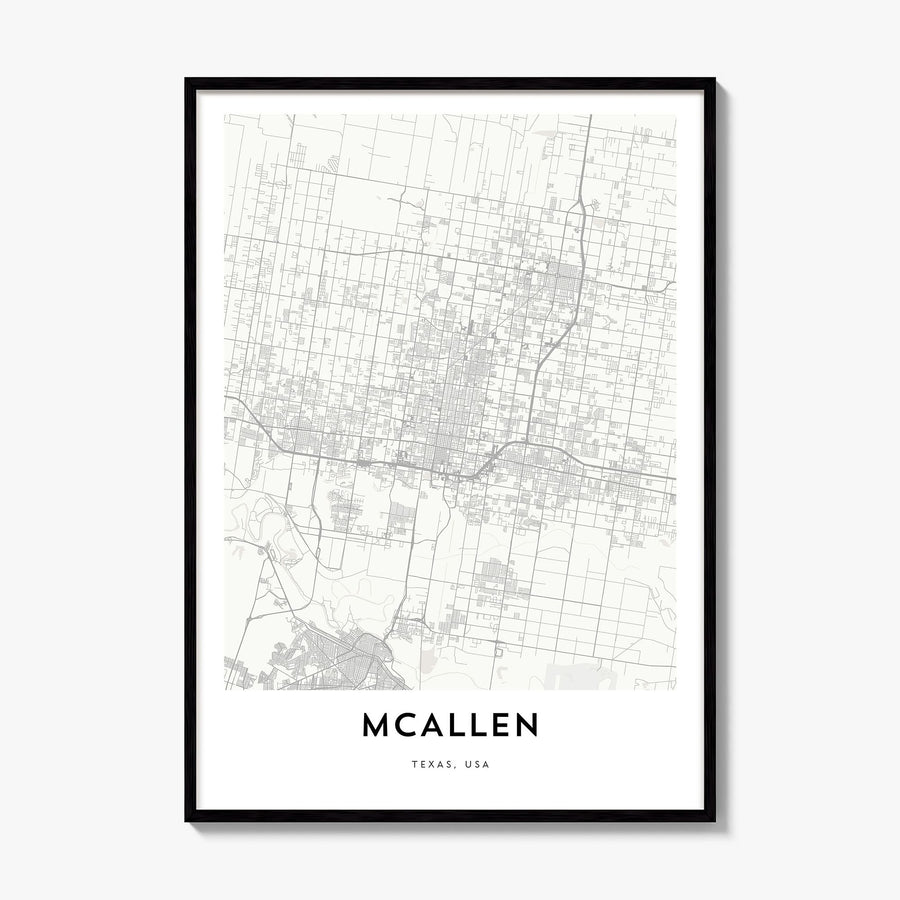 McAllen Map Poster, framed poster mockup
