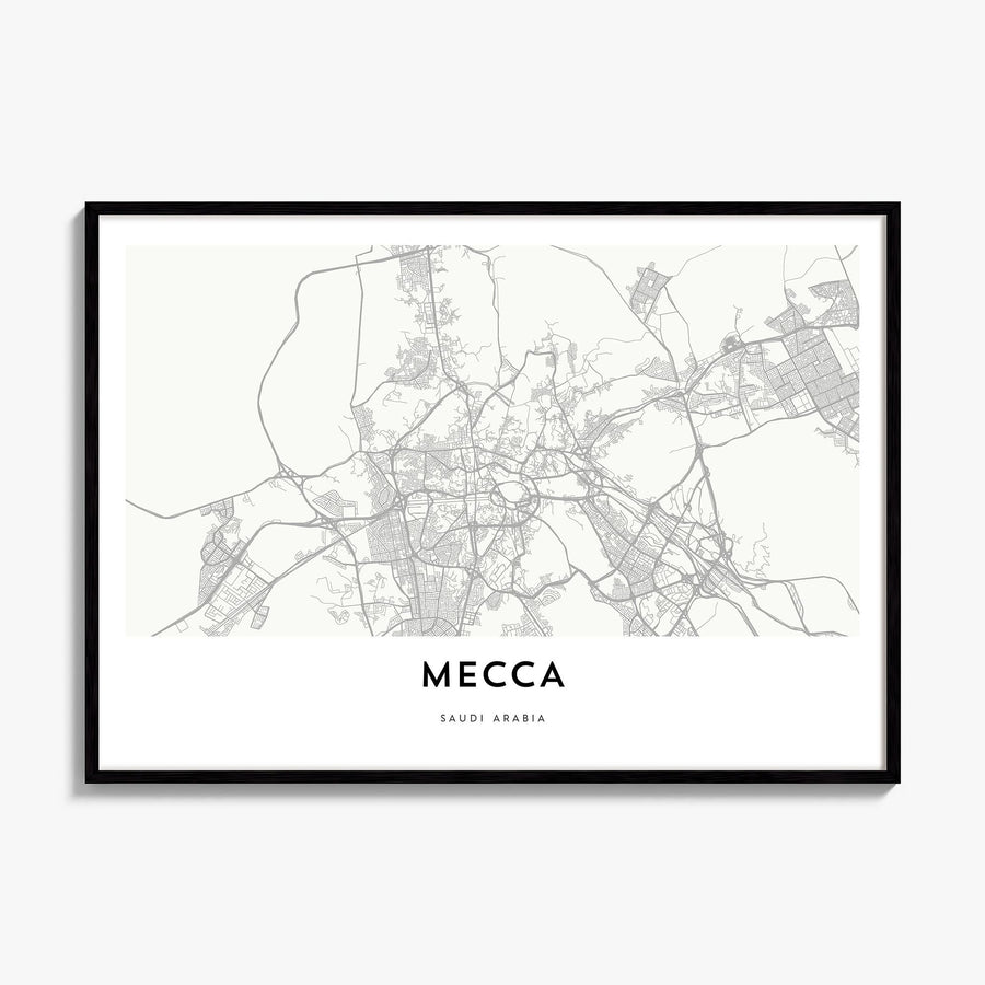 Mecca Map Poster, framed poster mockup