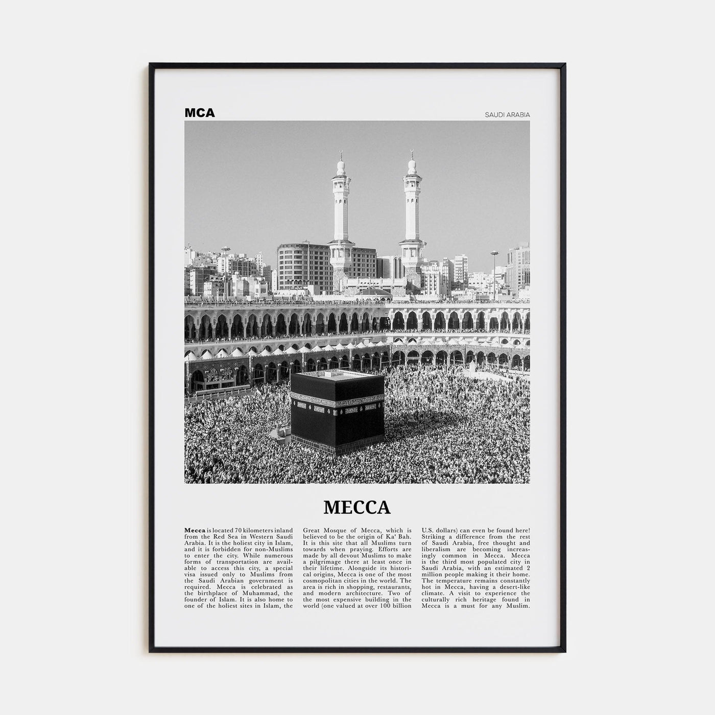 Mecca Poster None / 8x12 in Nbourhood Travel B&W Poster