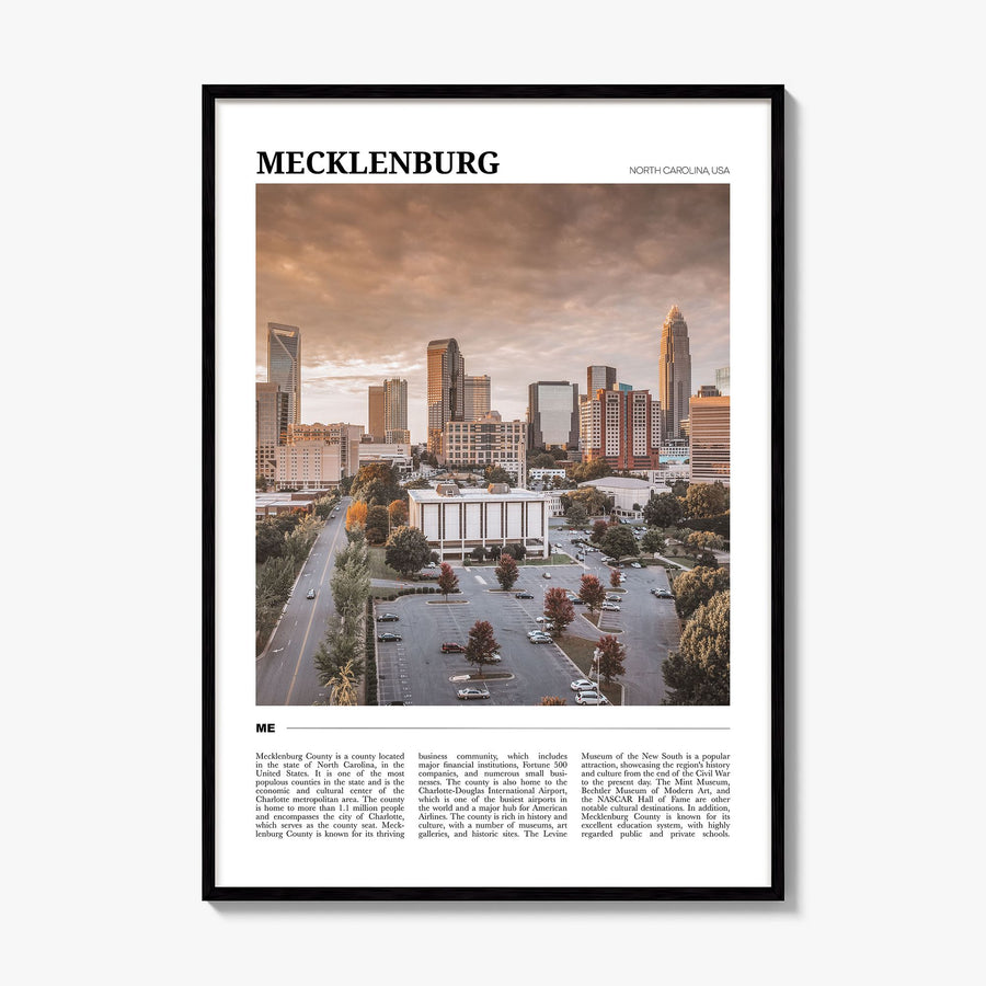 Mecklenburg County Travel Poster, framed poster mockup