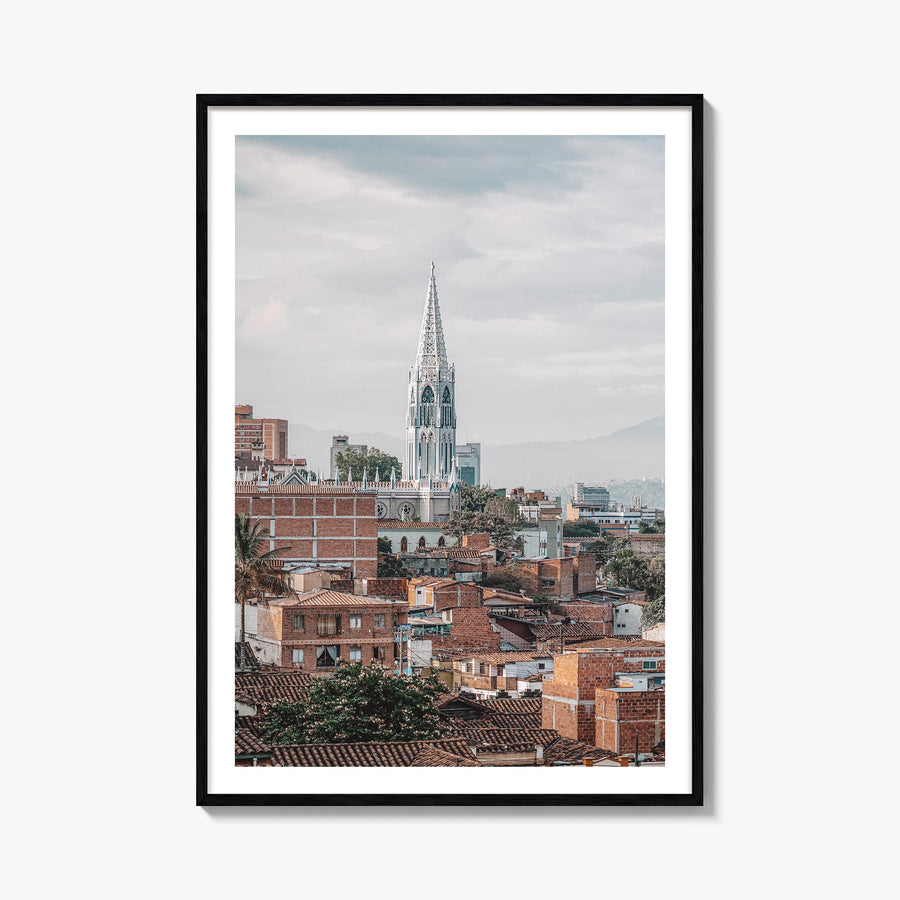 Medellín colorful photo poster of Colombia – vertical wall art, unframed print shown in interior mockup