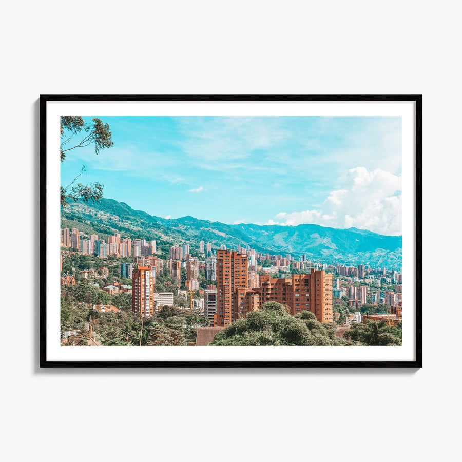 Medellín Photo Poster, framed poster mockup, white border