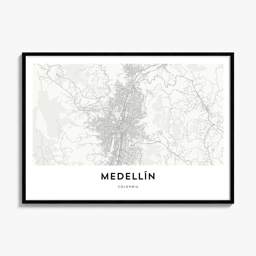 Medellín Map Poster, framed poster mockup