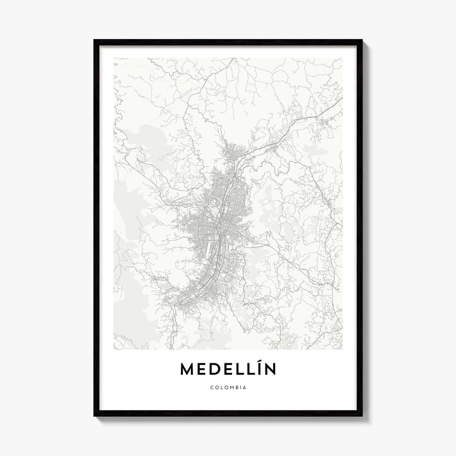 Medellín Map Poster, framed poster mockup