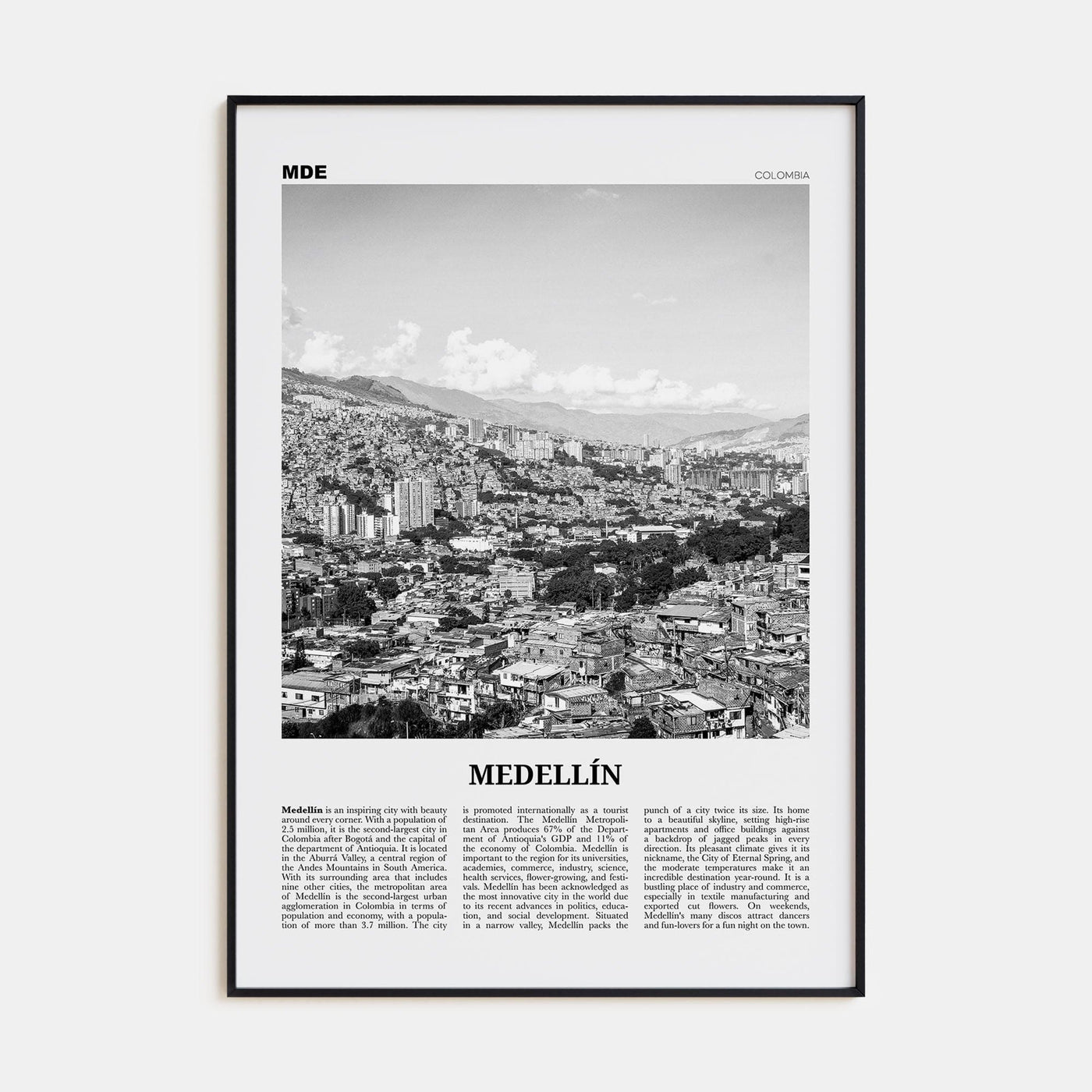 Medellín No 1 Poster None / 8x12 in Nbourhood Travel B&W Poster