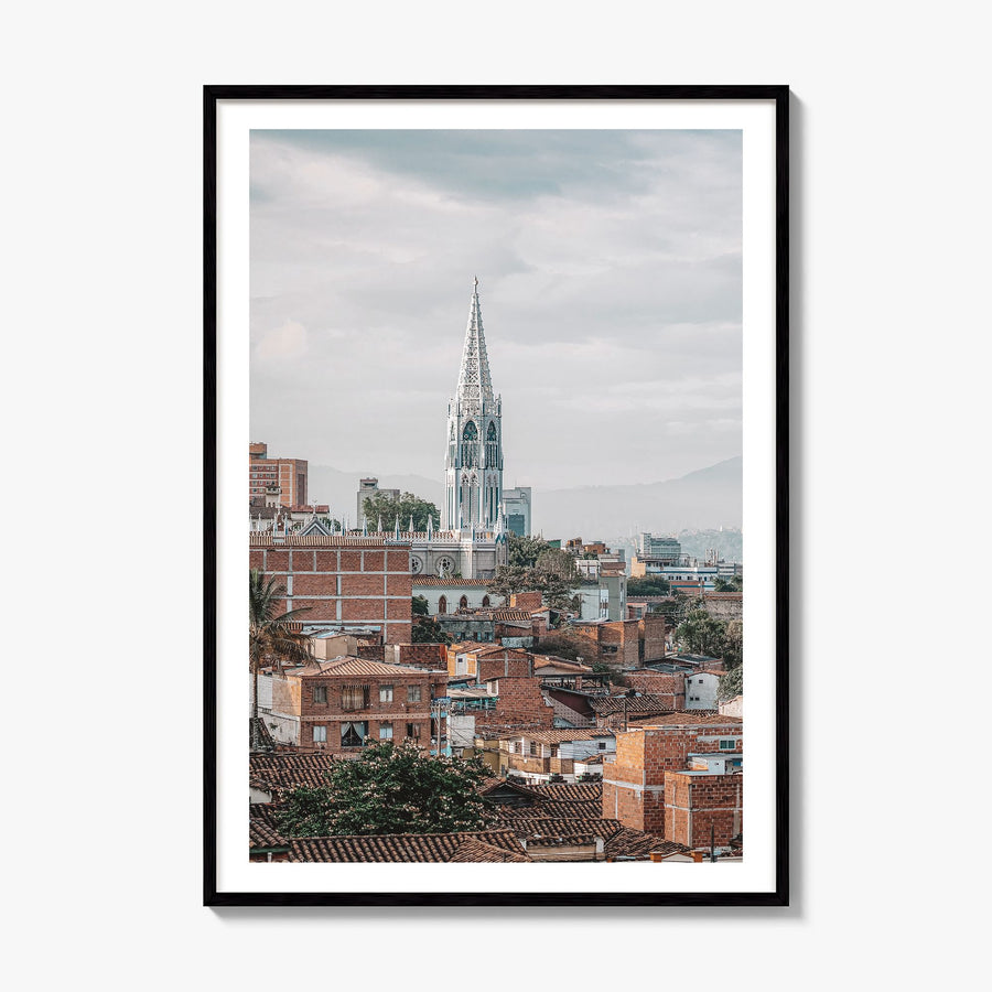Medellín Photo Poster, framed poster mockup, white border