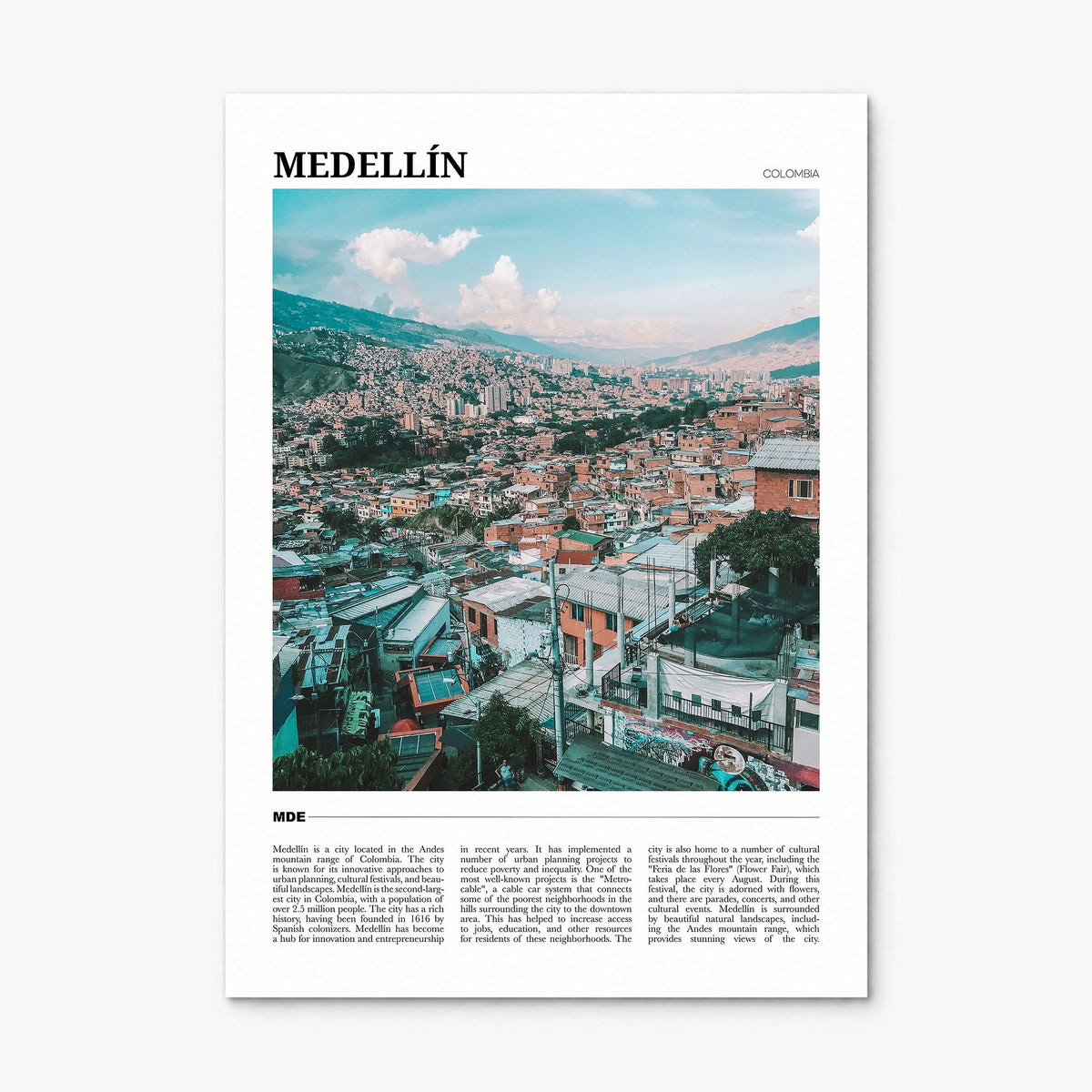 Medellín Travel Poster, print only (unframed)
