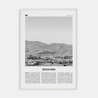 Medford, Oregon Poster White Wood / 8x12 in Nbourhood Travel B&W Poster