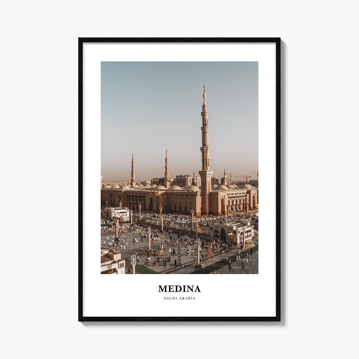 Medina colorful classic poster of Saudi Arabia – vertical wall art, unframed print shown in interior mockup