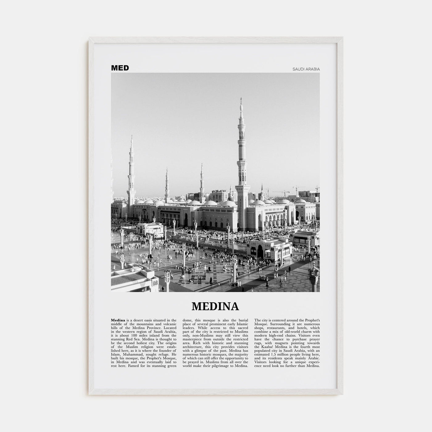 Medina Poster White Wood / 8x12 in Nbourhood Travel B&W Poster