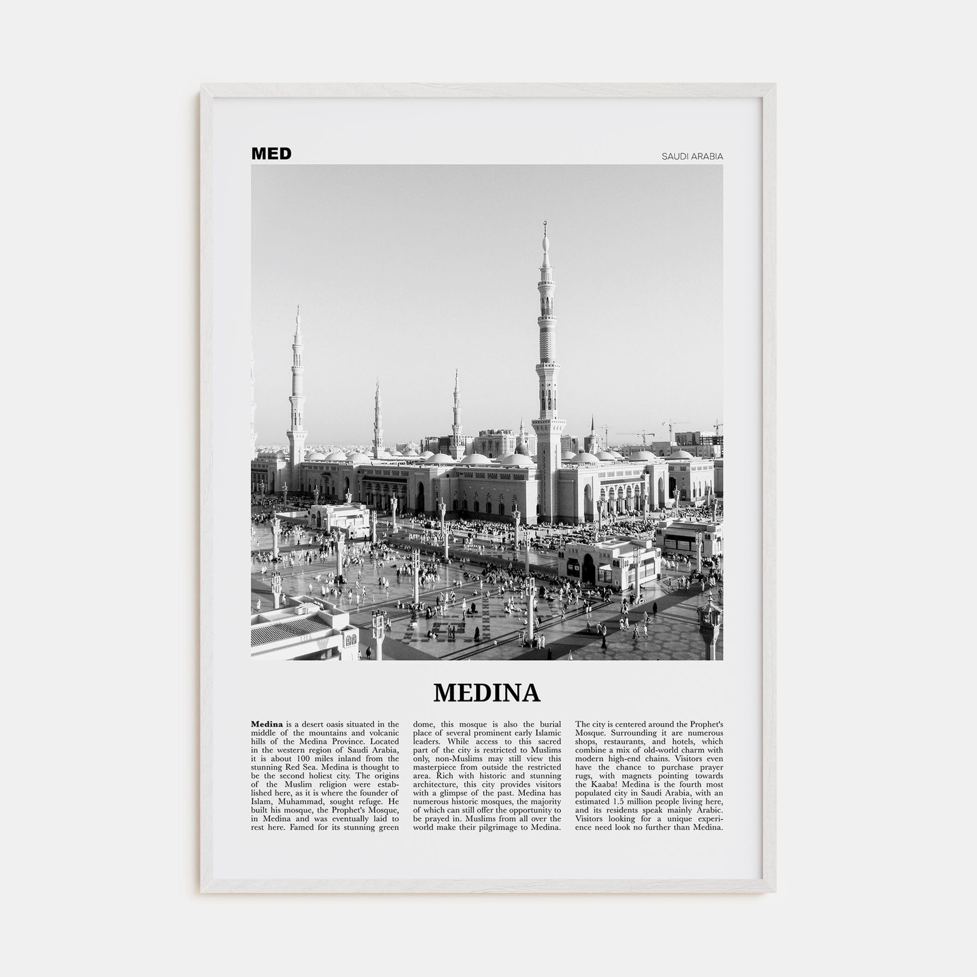 Medina Poster White Wood / 8x12 in Nbourhood Travel B&W Poster