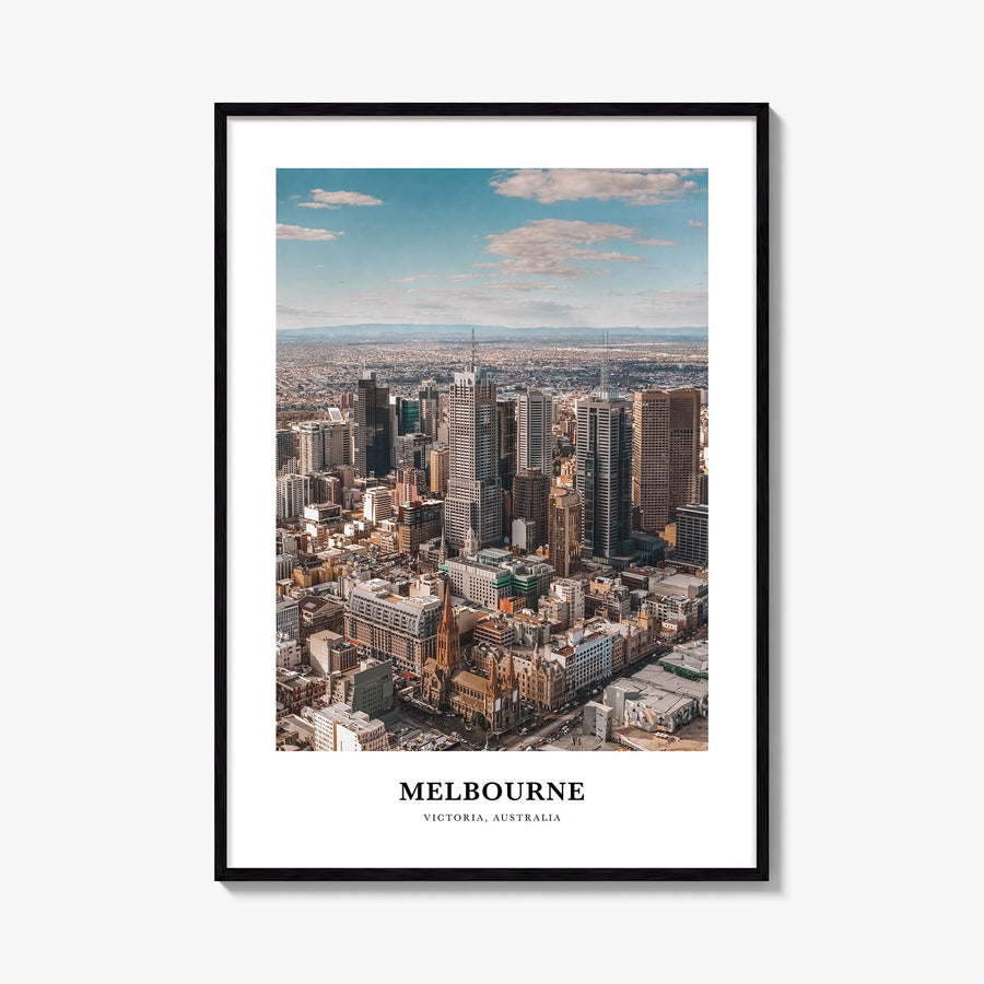 Melbourne, Australia colorful classic poster of Australia – vertical wall art, unframed print shown in interior mockup