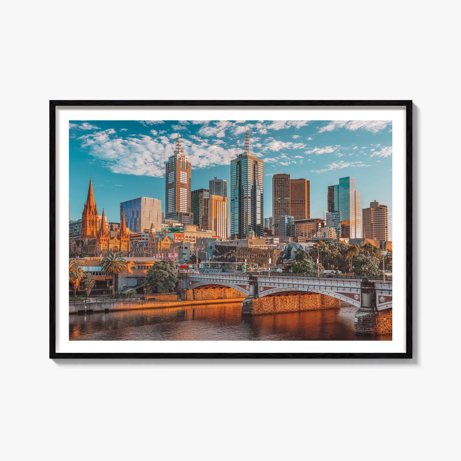 Melbourne, Australia colorful photo poster of Australia – horizontal wall art, unframed print shown in interior mockup