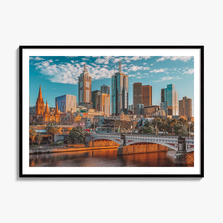 Melbourne, Australia Photo Poster, framed poster mockup, white border