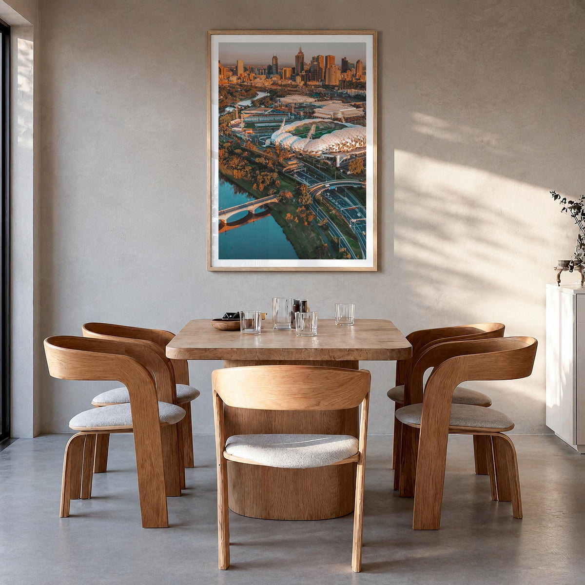 Melbourne, Australia no. 2 colorful photo poster of Australia – vertical wall art in natural wood frame with white border, ha
