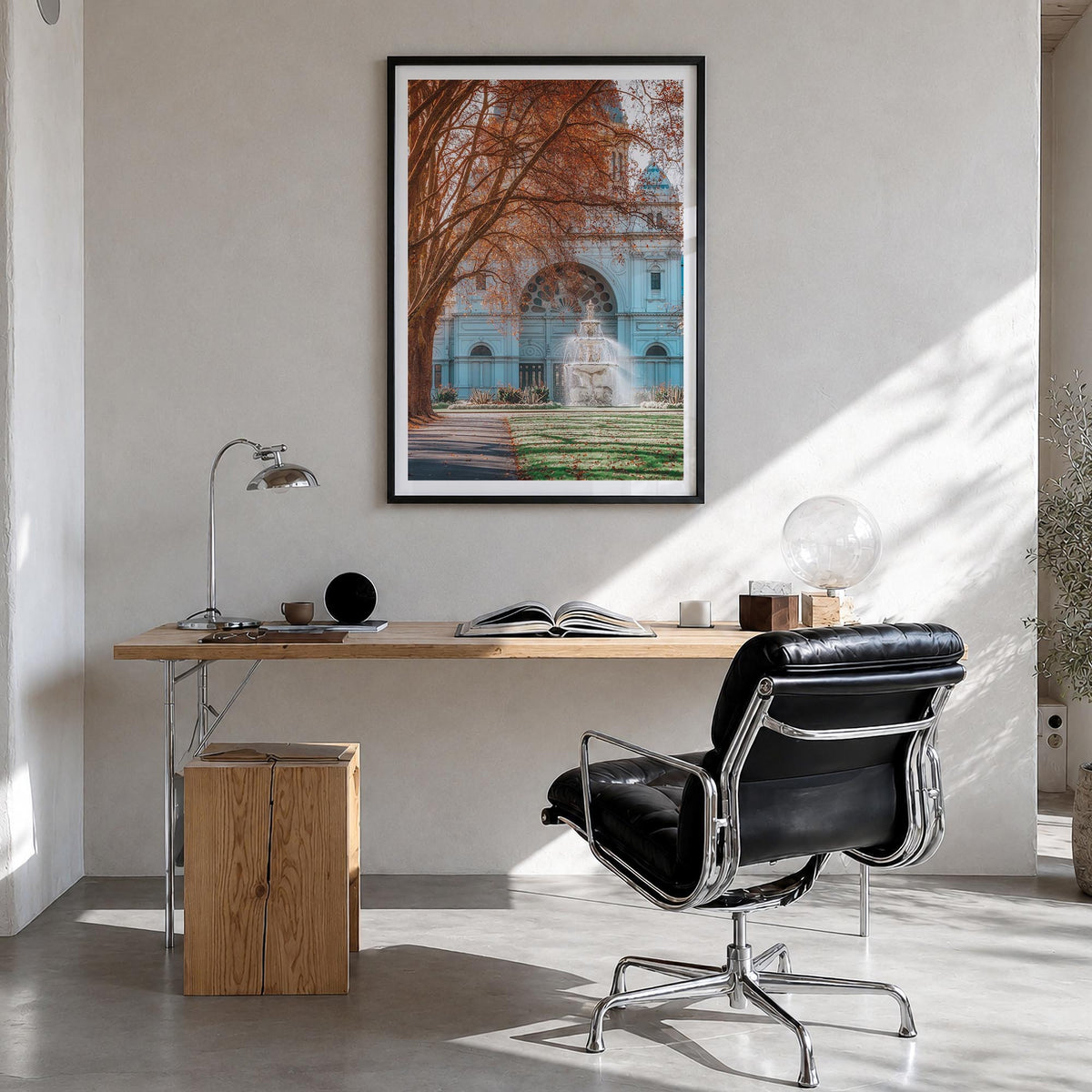 Melbourne, Australia no. 3 colorful photo poster of Australia – vertical wall art in black wood frame with white border, hang