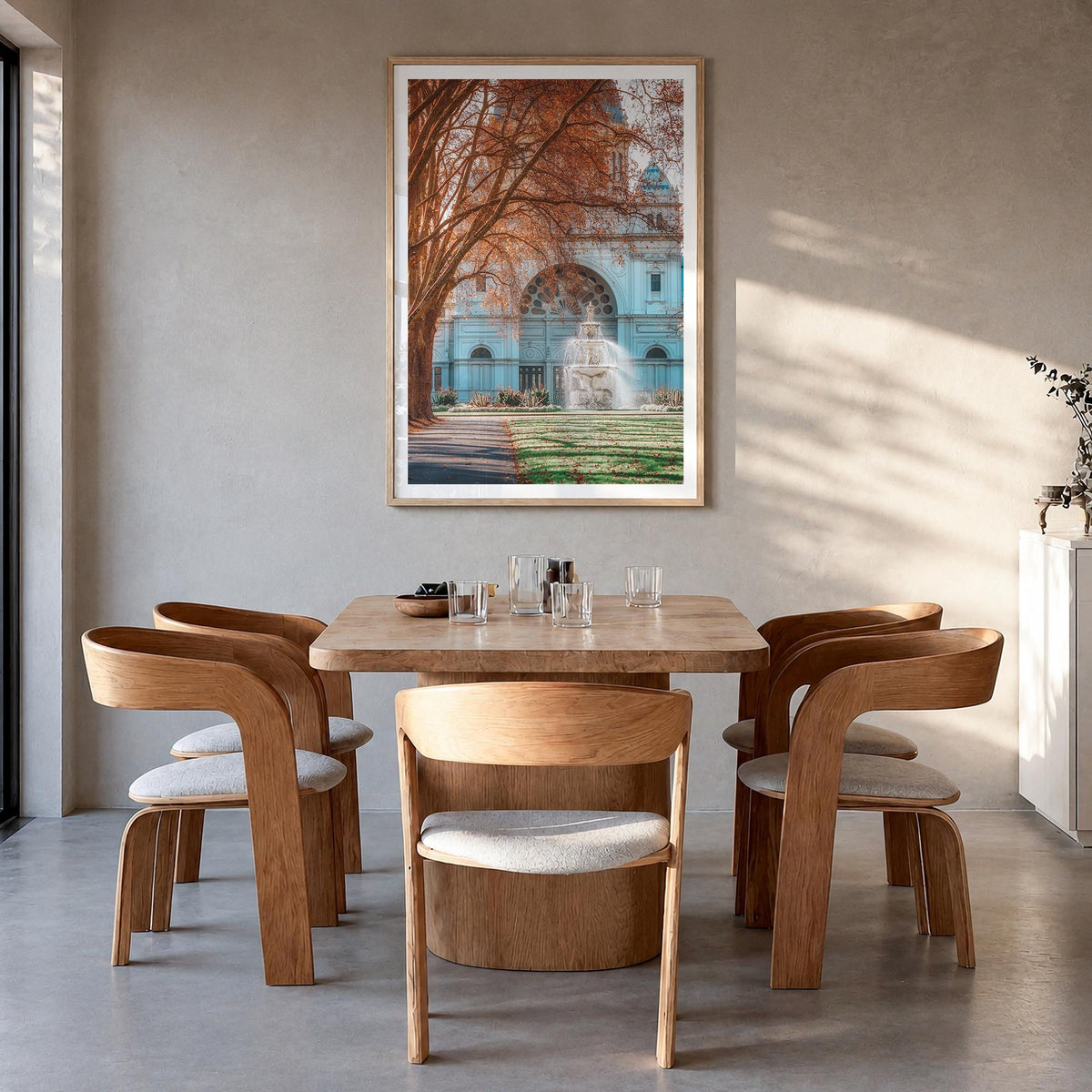 Melbourne, Australia no. 3 colorful photo poster of Australia – vertical wall art in natural wood frame with white border, ha