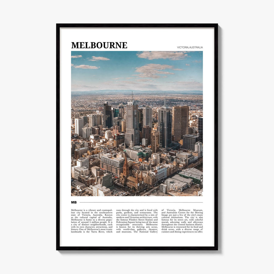 Melbourne Travel Poster, framed poster mockup