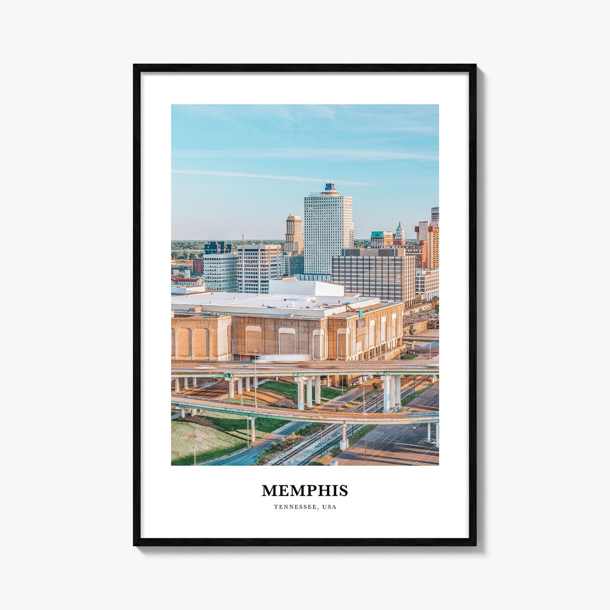 Memphis colorful classic poster of Tennessee, USA – vertical wall art, unframed print shown in interior mockup