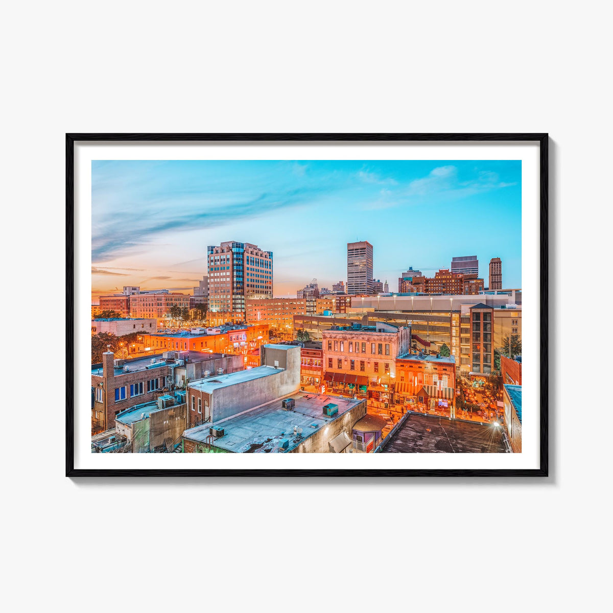 Memphis colorful photo poster of Tennessee, USA – horizontal wall art, unframed print shown in interior mockup