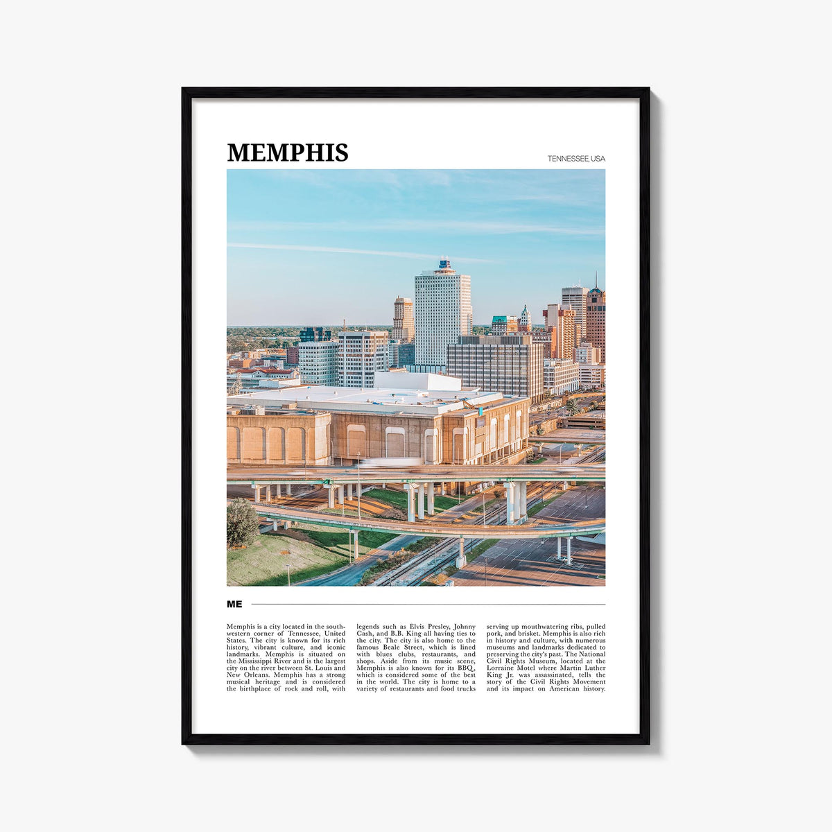 Memphis colorful travel poster of Tennessee, USA – vertical wall art, unframed print shown in interior mockup