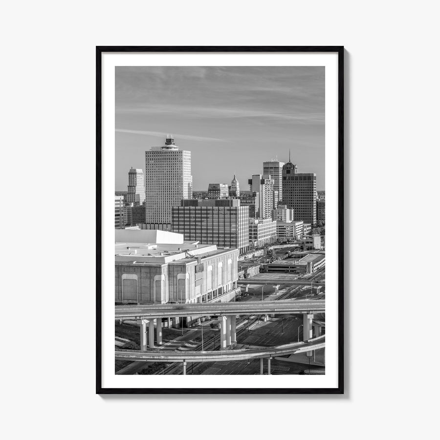 Memphis no. 1 black & white photo poster of Tennessee, USA – vertical wall art, unframed print shown in interior mockup