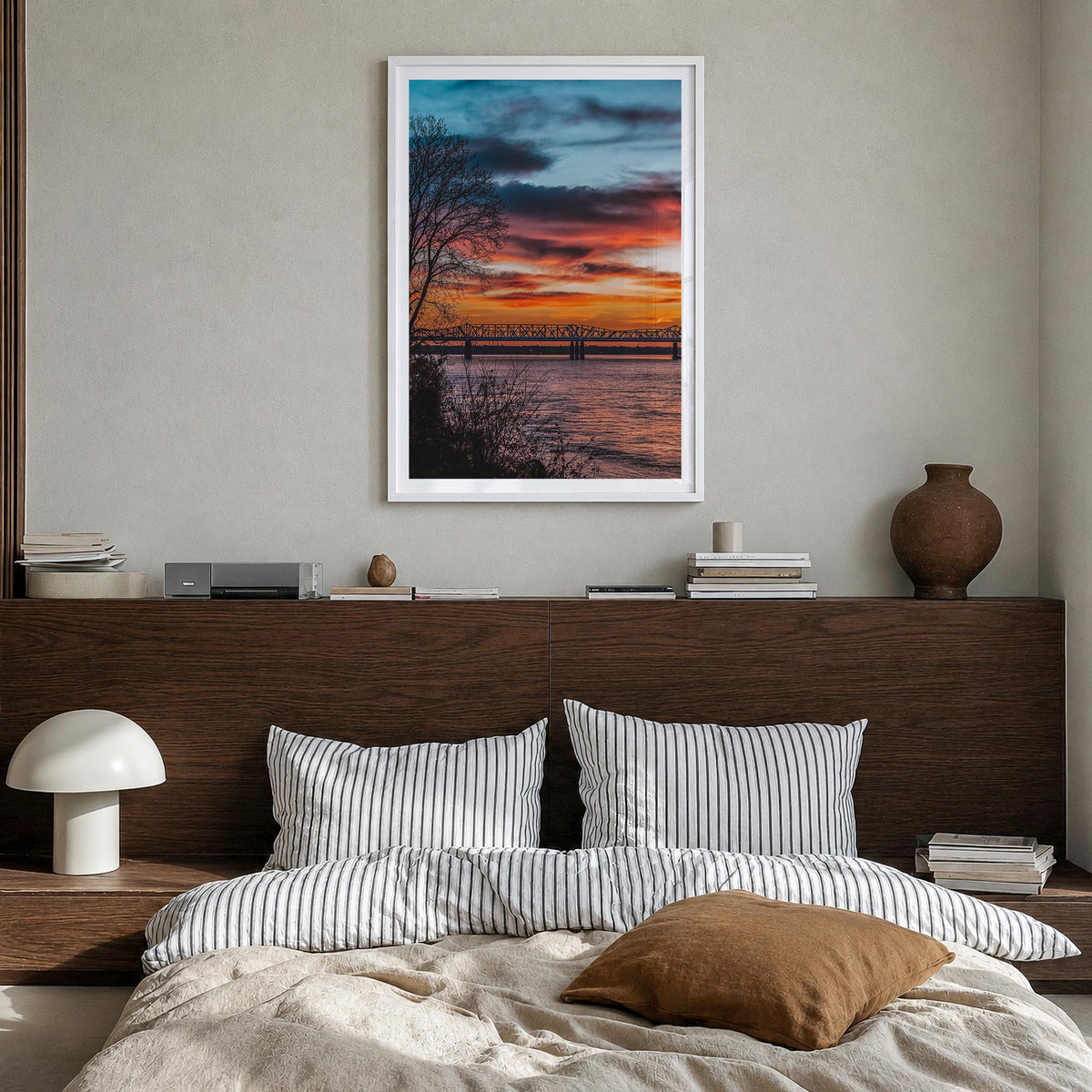 Memphis no. 2 colorful photo poster of Tennessee, USA – vertical wall art in white wood frame with white border, hanging on w