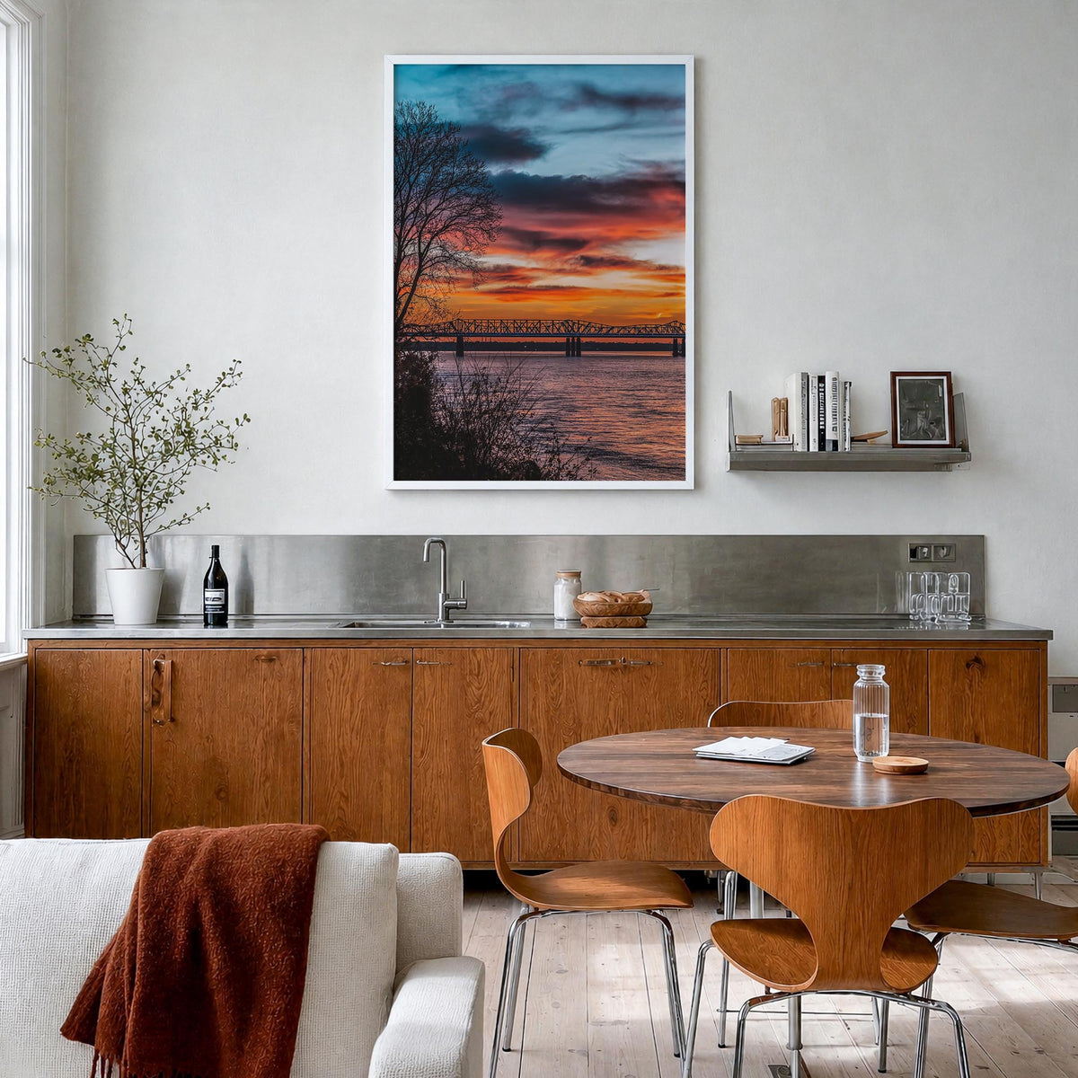 Memphis no. 2 colorful photo poster of Tennessee, USA – vertical wall art in white wood frame, hanging on wall