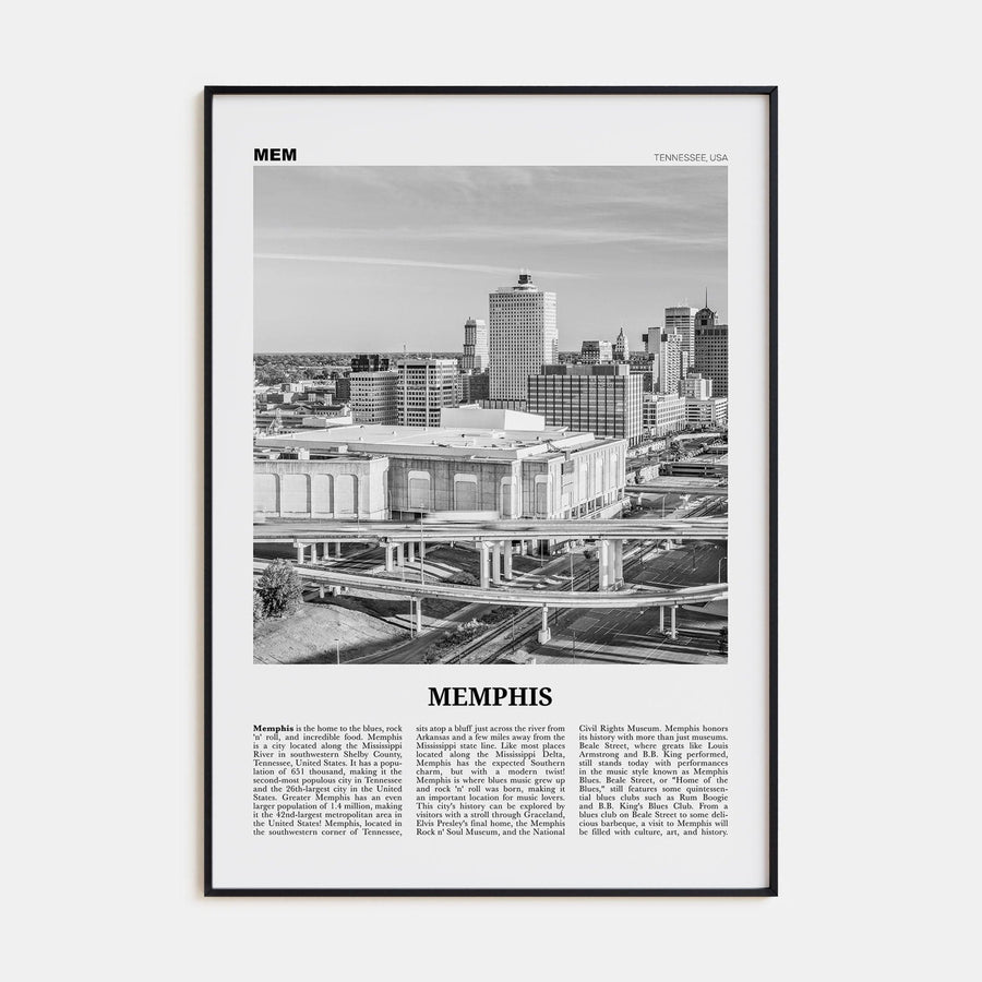 Memphis No 2 Poster None / 8x12 in Nbourhood Travel B&W Poster