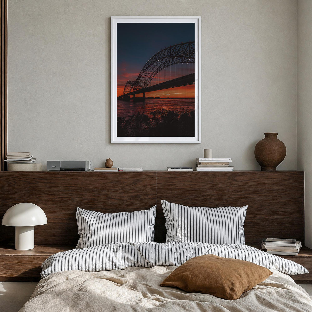 Memphis no. 3 colorful photo poster of Tennessee, USA – vertical wall art in white wood frame with white border, hanging on w